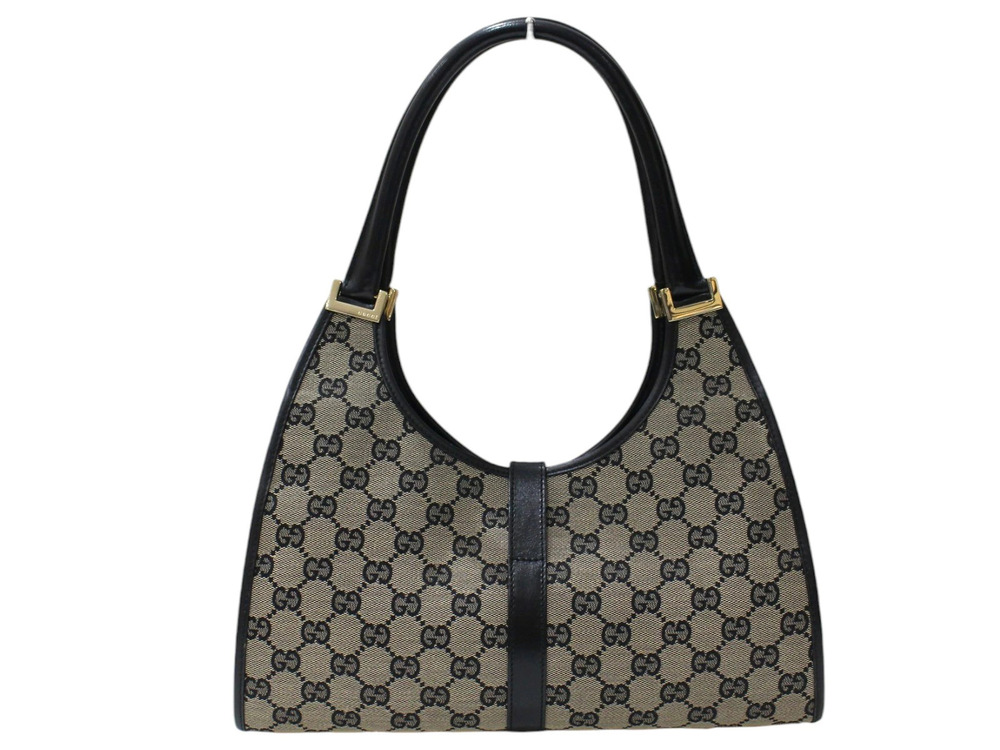 Gucci handbag GG canvas beige bag shoulder Hobo black leather Jackie